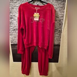 JUICY COUTURE SUPERSOFT COCO RED SWEATSHIRT & SWEATPANTS SET SIZE XL